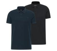 MUSTANG Herren Poloshirt 2er Pack - Palco, Knit Piqué, Bio-Baumwolle, einfarbig Schwarz/Dunkelblau M