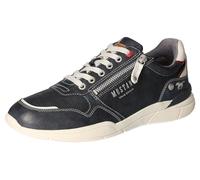 Mustang Herren Sneaker aus Kunstleder in Navy Blau, Details in weiß und Reißverschluss+Schnürung. blau Gr. 44