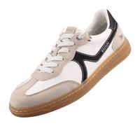 Slip-On Sneaker MUSTANG SHOES, Herren, Gr. 43, beige (sanftes weiß, beige), Lederimitat, kontrastfarbene Details, casual, Schuhe, Slipper, Freizeitschuh im Retro-Look (11353902-43) sanftes weiß, beige