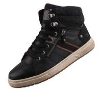 Sneaker MUSTANG SHOES "Merian", Herren, Gr. 43, schwarz, Lederimitat, Textil, Basic, Schuhe Sneaker, High Top Sneaker, Schnürboots mit Reißverschluss (60712546-43) schwarz