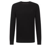 MUSTANG Herren Strickpullover - Elliot, Flat Knit, Baumwolle, Rundhals, einfarbig Schwarz S