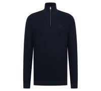 MUSTANG Herren Strickpullover - Everett, Troyer-Zip-Kragen, Regular Fit, Baumwolle Dunkelblau / L L Blau