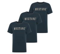 MUSTANG Herren T-Shirt 3er Pack - Austin, Big Logo, Bio-Baumwolle, Single Jersey 3XL Blau