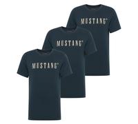 MUSTANG Herren T-Shirt 3er Pack - Austin, Big Logo, Bio-Baumwolle, Single Jersey Dunkelblau L