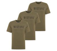 MUSTANG Herren T-Shirt 3er Pack - Austin, Big Logo, Bio-Baumwolle, Single Jersey L Grün