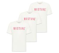 MUSTANG Herren T-Shirt 3er Pack - Austin, Big Logo, Bio-Baumwolle, Single Jersey M Weiß