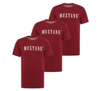MUSTANG Herren T-Shirt 3er Pack - Austin, Big Logo, Bio-Baumwolle, Single Jersey Rot 3XL