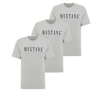 MUSTANG Herren T-Shirt 3er Pack - Austin, Big Logo, Bio-Baumwolle, Single Jersey S Grau