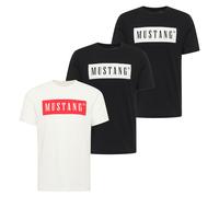 MUSTANG Herren T-Shirt 3er Pack - Austin, Big Logo, Bio-Baumwolle, Single Jersey S Mehrfarbig