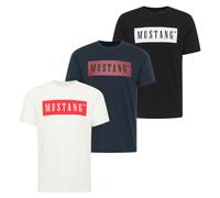 MUSTANG Herren T-Shirt 3er Pack - Austin, Big Logo, Bio-Baumwolle, Single Jersey S Mehrfarbig