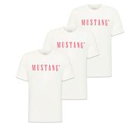 MUSTANG Herren T-Shirt 3er Pack - Austin, Big Logo, Bio-Baumwolle, Single Jersey Weiß M