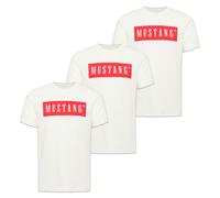 MUSTANG Herren T-Shirt 3er Pack - Austin, Big Logo, Bio-Baumwolle, Single Jersey Weiß S