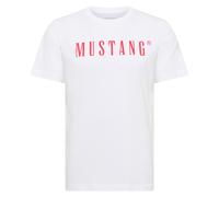 MUSTANG Herren T-Shirt - Austin, Big Logo, Bio-Baumwolle, Single Jersey Reinweiß / M M Weiß