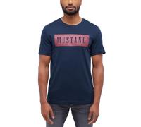 MUSTANG Herren T-Shirt - Austin, Big Logo, Bio-Baumwolle, Single Jersey S Blau