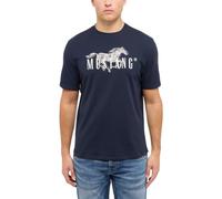 Mustang T-Shirt Austin – Frontprint, Regular Fit – Dunkelblau XXL
