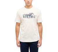 Mustang T-Shirt Austin mit Frontprint in Weiß M Regular Fit