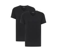 MUSTANG Herren T-Shirt Amado 2er Pack - Regular Fit S- 6XL Weiss Schwarz Stretch, Größe:4XL, Farbe:Black 4142