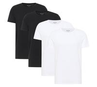 MUSTANG Herren T-Shirts, 4er Pack - Allen, Bio-Baumwolle, Single Jersey, Rundhals Weiß/Schwarz 2XL