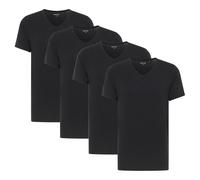 MUSTANG Herren T-Shirts, 4er Pack - Amado, Bio-Baumwolle, Single Jersey, V-Ausschnitt Schwarz M