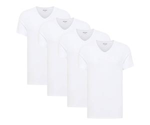 MUSTANG Herren T-Shirts, 4er Pack - Amado, Bio-Baumwolle, Single Jersey, V-Ausschnitt Weiß / 2XL XXL Weiß