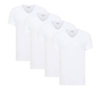 MUSTANG Herren T-Shirts, 4er Pack - Amado, Bio-Baumwolle, Single Jersey, V-Ausschnitt Weiß M