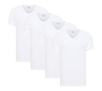 MUSTANG Herren T-Shirts, 4er Pack - Amado, Bio-Baumwolle, Single Jersey, V-Ausschnitt XL Weiß
