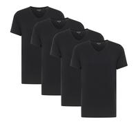 MUSTANG Herren T-Shirts, 4er Pack - Amado, Bio-Baumwolle, Single Jersey, V-Ausschnitt XXL Schwarz