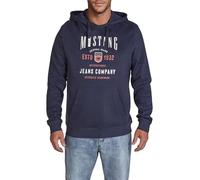 MUSTANG Hoodie Herren Bennet Regular Fit Kapuzenpullover Pullover Print 100% Baumwolle, Größe:3XL, Farbe:Outer Space (1016079-5330)