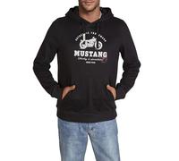 MUSTANG Hoodie Herren Bennet Regular Fit Kapuzenpullover Pullover Print 100% Baumwolle, Größe:L, Farbe:Black (1016078-4142)