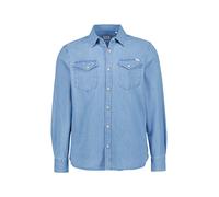 Langarmhemd MUSTANG "Herren Style Duver", Herren, Gr. L, US-Größen, blau 200, Popeline, 100% Baumwolle, unifarben, casual, regular fit, Hemden (60889538-L) blau 200