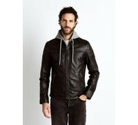 Mustang Lederjacke mit Kapuze Herren schwarz, XXXL