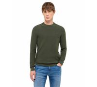 MUSTANG Herren Strickpullover - Elliot, Flat Knit, Baumwolle, Rundhals, einfarbig Olivgrün / M M Grün