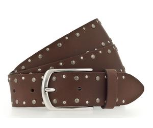 MUSTANG Rivet Leather Belt W80 Mid Brown