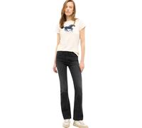 Bootcut-Jeans MUSTANG "Damen Style Shelby Slim Boot", Damen, Gr. 29, Länge 34, schwarz (803 schwarz), Denim/Jeans, 91% Baumwolle, 7% Polyester, 2% Elasthan, unifarben, bootcut fit, Jeans Bootcut-Jeans