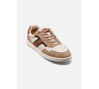 Sneaker MUSTANG SHOES "Romeo", Herren, Gr. 41, beige, weiß, Lederimitat, Schuhe Sneaker, Schnürschuh, Halbschuh, Freizeitschuh mit modischen Kontrastbesätzen (14861967-41) beige, weiß