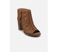 Schaftsandalette MUSTANG SHOES "Louise", Damen, Gr. 39, cognac, Lederimitat, Textil, Schuhe, Blockabsatz, Sommerschuh mit modischen Cut-Outs (83452735-39) cognac