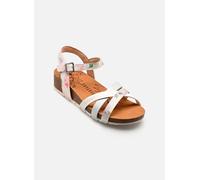 Sandalette MUSTANG SHOES "Magnolia", Damen, Gr. 38, weiß multi, Lederimitat, Textil, Schuhe Sandalette, Riemchensandale, Sommerschuh mit modischem Druck (96763346-38) weiß multi