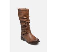 Winterstiefel MUSTANG SHOES "Elfi", Damen, Gr. 38, Normalschaft, braun (cognac), Lederimitat, Basic, Schuhe, Stiefel mit Zierriemchen und Blockabsatz (78147524-38) cognac