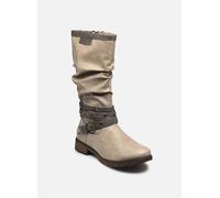 Winterstiefel MUSTANG SHOES "Elfi", Damen, Gr. 38, Normalschaft, beige, Lederimitat, used, Schuhe, Stiefel mit Zierriemchen und Blockabsatz (78679805-38) beige