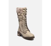Mustang Damen Winter-Kampfstiefel aus Kunstfell in Off-White mit halbhoher Wade EU40