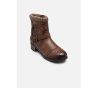 Winterstiefelette MUSTANG SHOES "Fabienne", Damen, Gr. 40, braun (cognac), Lederimitat, Textil, Basic, Schuhe, Biker Boots mit Blockabsatz und Zierriemchen (29779107-40) cognac