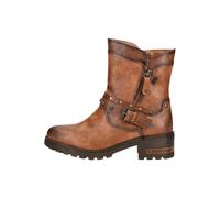 Winterboots MUSTANG SHOES "Haukea", Damen, Gr. 36, braun (cognac), Lederimitat, used, Schuhe, Biker Boots mit Blockabsatz und TEX-Membrane (78535540-36) cognac