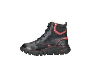 Mustang Stiefelette Lederimitat Schwarz/Rot Warmfutter - 37