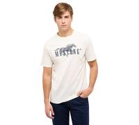 Mustang T-Shirt Austin mit Frontprint in Weiß XL Regular Fit