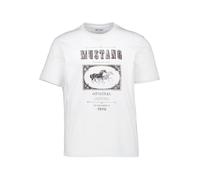 MUSTANG T-Shirt Herren Regular Fit Kurzarm Baumwolle weiß, 3XL