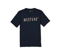 MUSTANG T-Shirt Herren Regular Fit Kurzarm Rundhals Baumwolle blau, S
