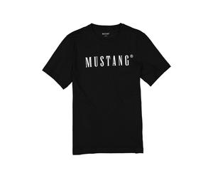 MUSTANG T-Shirt Herren Regular Fit Kurzarm Rundhals Baumwolle schwarz, S