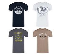 MUSTANG Tshirt Herren Baumwolle Regular Fit 4er Pack Set Rundhals Kurzarm Sommer Tee Shirt Logoprint XXL, Größe:XXL, Farbe:Farbmix (P23)