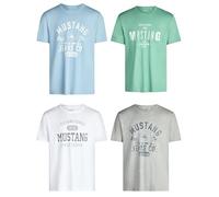 MUSTANG Tshirt Herren Baumwolle Regular Fit 4er Pack Set Rundhals Kurzarm Sommer Tee Shirt Logoprint, Größe:3XL, Farbe:Farbmix (P22)