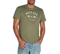 MUSTANG Tshirt Herren Regular Fit Rundhals Kurzarm Sommer Tee Shirt Logoprint Baumwolle, Größe:3XL, Farbe:Dusty Olive (1014005-6357)